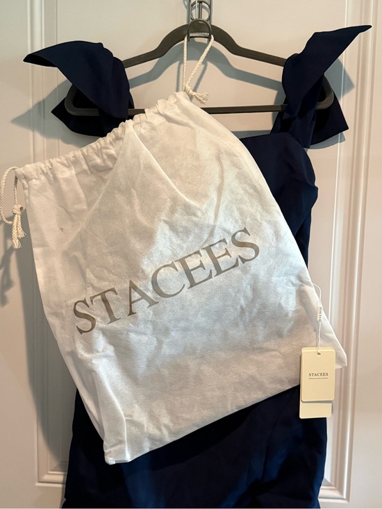 Stacees Dresses & Skirts - Stacees Navy Blue Crepe Bow Strap Mini Dress NWT Homecoming